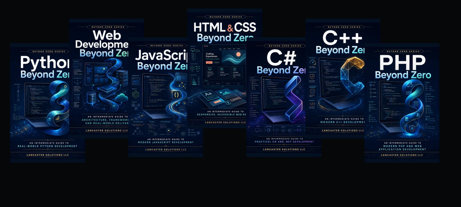 The seven Beyond Zero technology book covers