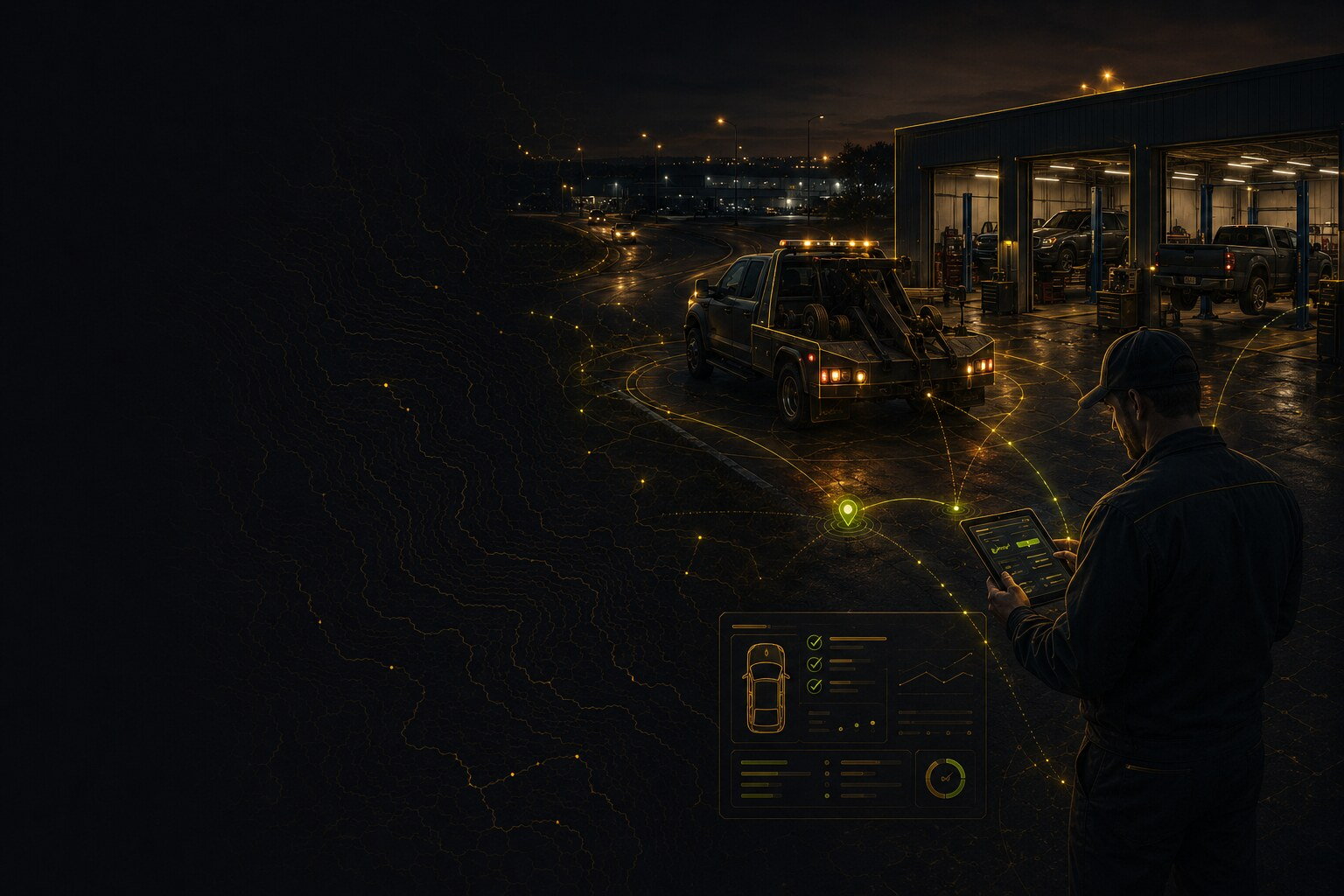 Illustration of a digital lead system for Auto repair towing and mobile services