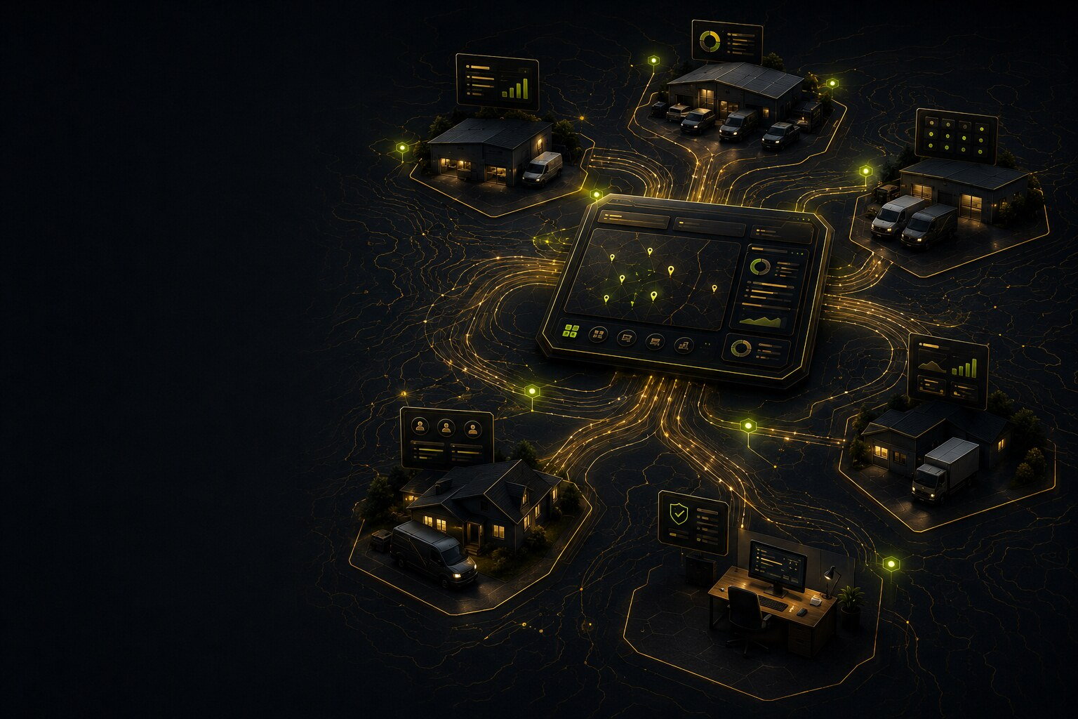 Illustration of a digital lead system for Multi location and multi crew services