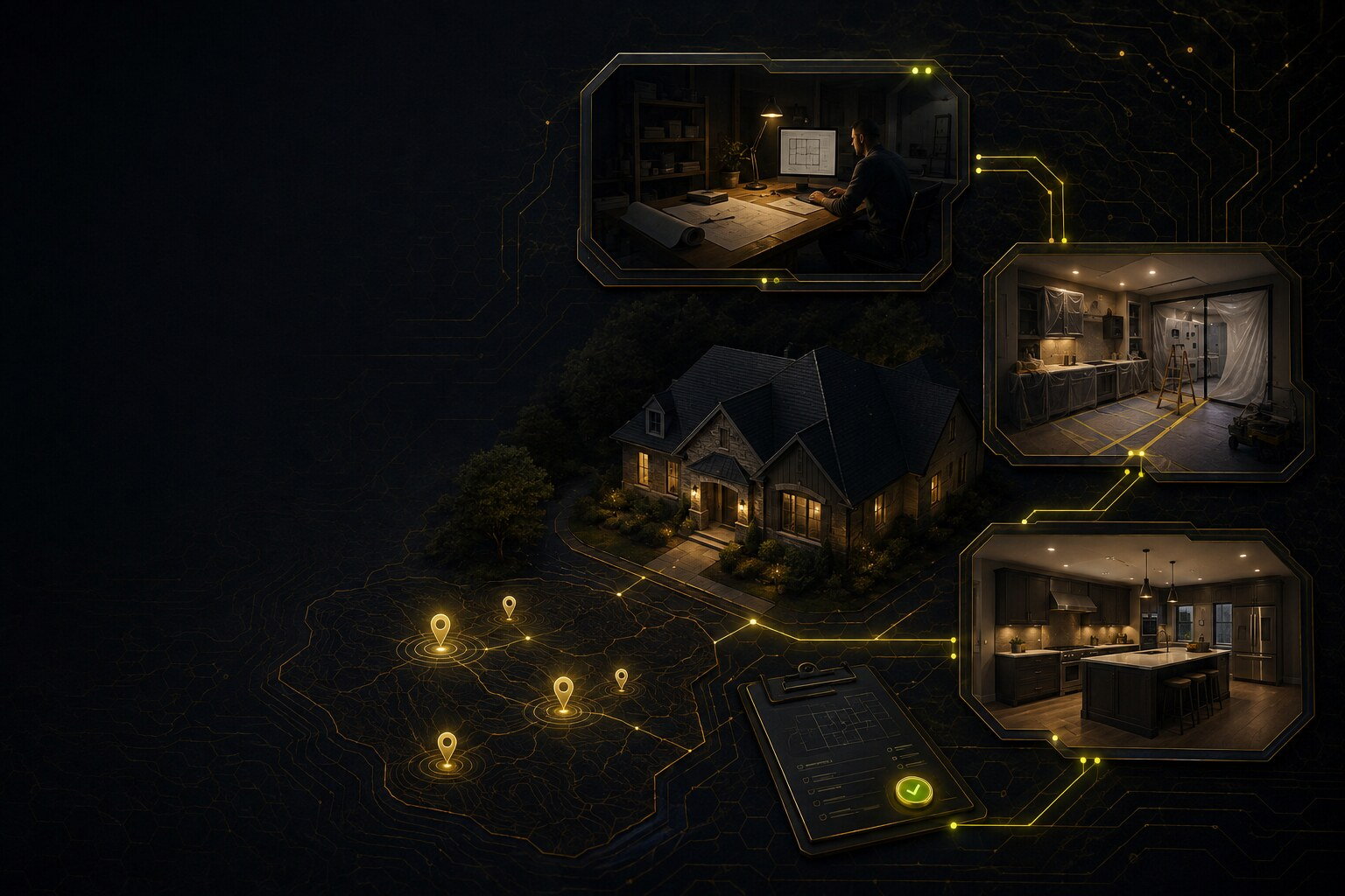 Illustration of a digital lead system for Remodeling and home improvement