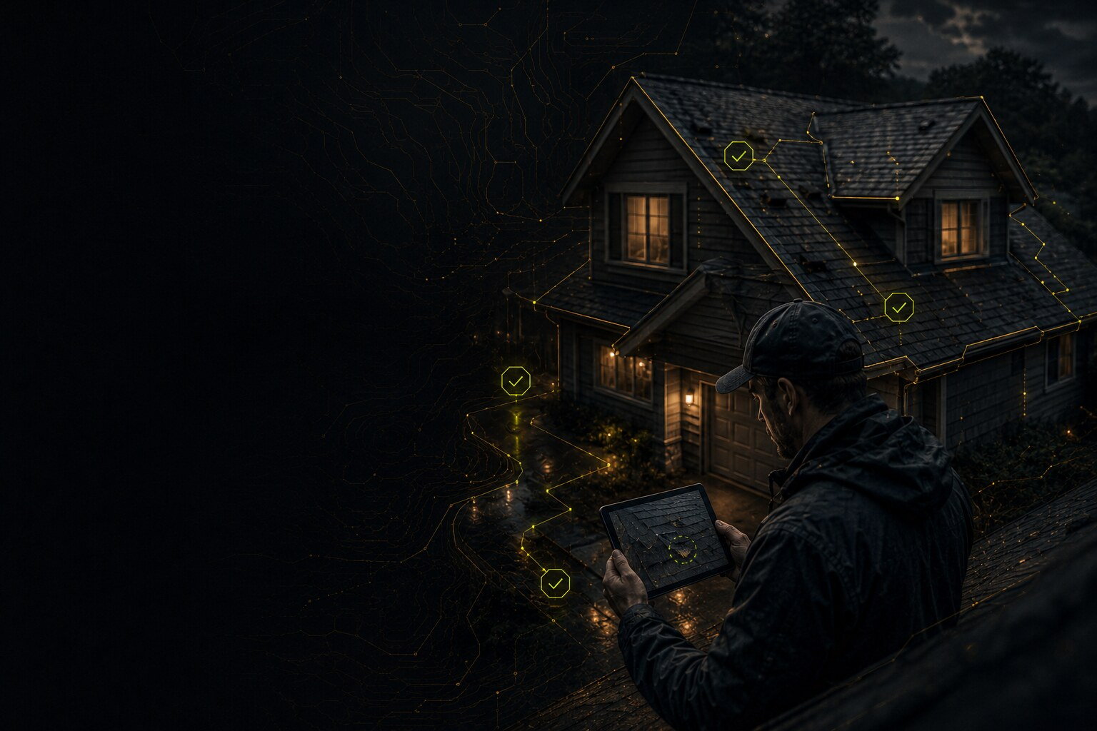 Illustration of a digital lead system for Roofing restoration and exterior