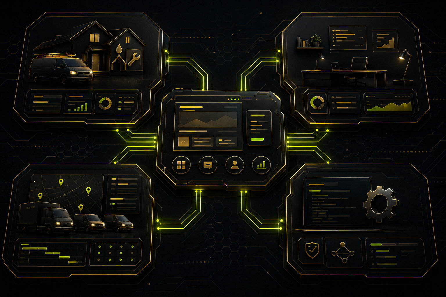 Different service-business operating models connected to an adaptable digital system